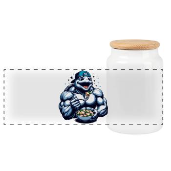 Cadeau Pelmeni Power Turtle - Boîte à biscuits avec couvercle en bois - blanc - Devant