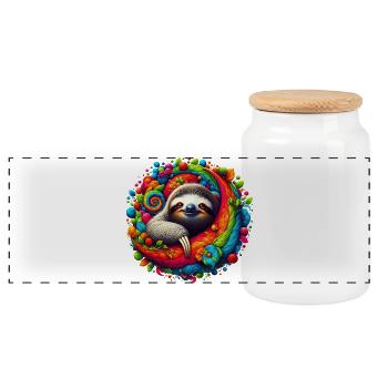 Sloth - Panoramic Cookie Jar with Wooden Lid - white - Front