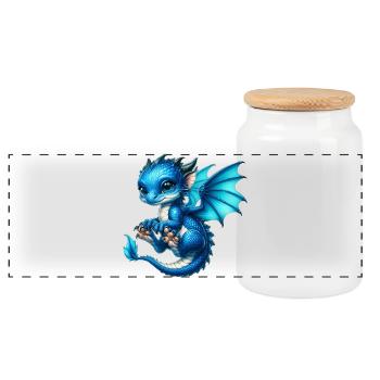 Dragon - Panoramic Cookie Jar with Wooden Lid - white - Front