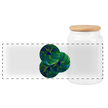 Blue-green design on T-shirts and dresses! - Panoramic Cookie Jar with Wooden Lid - white - Front