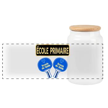 École Primaire - Tennis de Table - Boîte à biscuits avec couvercle en bois - blanc - Devant