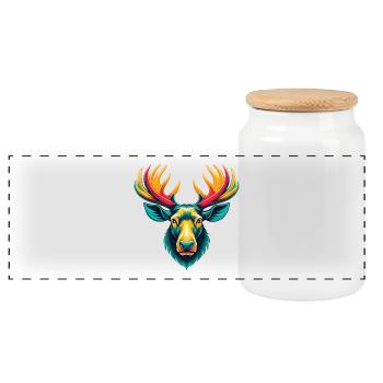 orignal mignon kawaii dessin animé clipart visage d’animal - Boîte à biscuits avec couvercle en bois - blanc - Devant