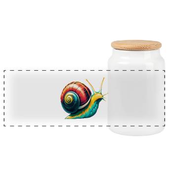 Schnecke Niedlich Kawaii Cartoon Clipart Tier Gesicht - Panorama Keksdose mit Holzdeckel - Weiß - Vorne