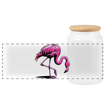 Flamant - Boîte à biscuits avec couvercle en bois - blanc - Devant