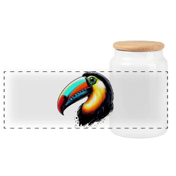 Toucan - Panoramic Cookie Jar with Wooden Lid - white - Front