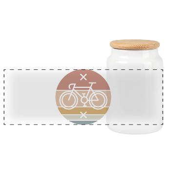 retro Fahrrad Rennrad Singlespeed Fixie Symbol - Panorama Keksdose mit Holzdeckel - Weiß - Vorne