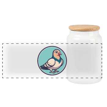 Dove Kawaii Cartoon Figur Tier Haustier Gesicht - Panorama Keksdose mit Holzdeckel - Weiß - Vorne