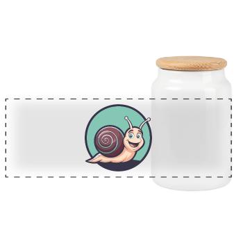 Schnecke Kawaii Cartoon Figur Tier Haustier Gesicht - Panorama Keksdose mit Holzdeckel - Weiß - Vorne