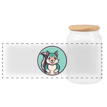 Squirrel Kawaii Cartoon Character Animal Pet Face - Panoramic Cookie Jar with Wooden Lid - white - Front