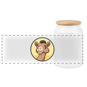 Kamel Kawaii Cartoon Figur Tier Haustier Gesicht - Panorama Keksdose mit Holzdeckel - Weiß - Vorne