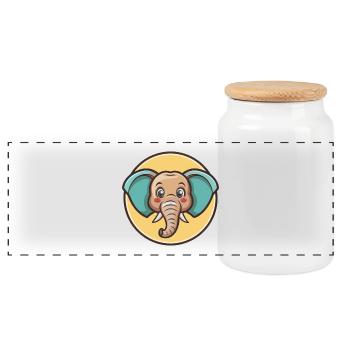 éléphant kawaii dessin animé personnage animal visage d’animal de compagnie - Boîte à biscuits avec couvercle en bois - blanc - Devant