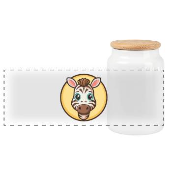 Zebra Kawaii Cartoon Figur Tier Haustier Gesicht - Panorama Keksdose mit Holzdeckel - Weiß - Vorne