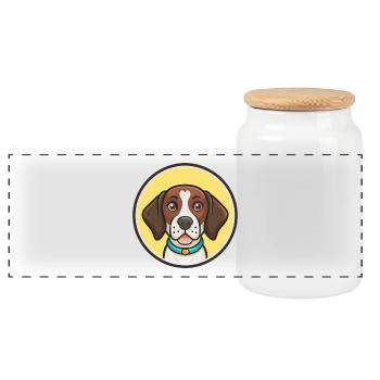 Ariege Pointer Hunderasse Cartoon Kawaii Clipart - Panorama Keksdose mit Holzdeckel - Weiß - Vorne