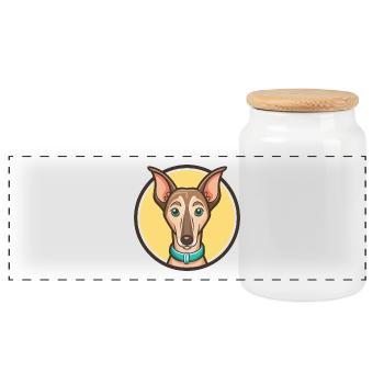 Azawakh Dog Breed Cartoon Character Kawaii Clipart - Panoramic Cookie Jar with Wooden Lid - white - Front