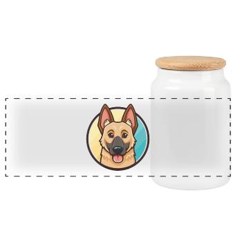 Belgische Laekenois Hunderasse Cartoon Kawaii Clipart - Panorama Keksdose mit Holzdeckel - Weiß - Vorne