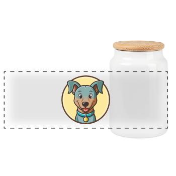Blue Lacy Dog Breed Cartoon Kawaii Clipart Animal - Panoramic Cookie Jar with Wooden Lid - white - Front