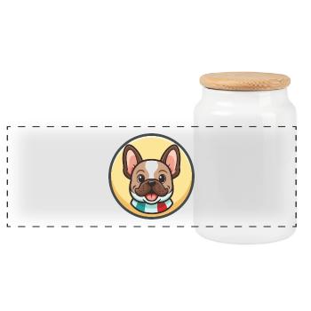 Chien Francais Hunderasse Cartoon Kawaii Clipart - Panorama Keksdose mit Holzdeckel - Weiß - Vorne