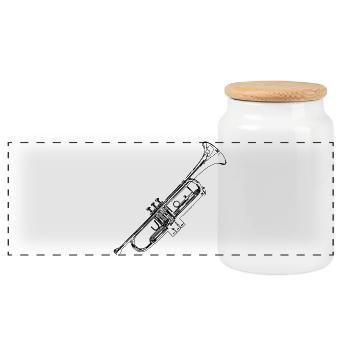 Dessin de trompettes - Boîte à biscuits avec couvercle en bois - blanc - Devant