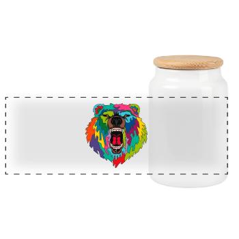 Urban Beast : Réveillez l’ours qui sommeille en vous - Boîte à biscuits avec couvercle en bois - blanc - Devant