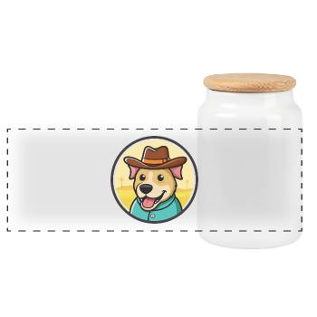 Florida Cracker Cur Hunderasse Lustige Karikatur Kawaii - Panorama Keksdose mit Holzdeckel - Weiß - Vorne