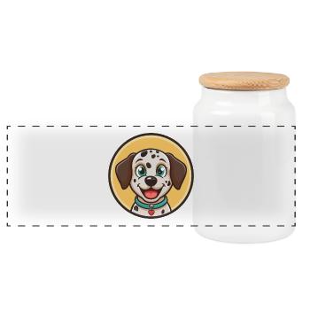 Chien Dalmatien Race Dessin Animé Kawaii Clipart Animal - Boîte à biscuits avec couvercle en bois - blanc - Devant