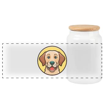 Danois Broholmer Chien Race Dessin animé Kawaii Clipart - Boîte à biscuits avec couvercle en bois - blanc - Devant