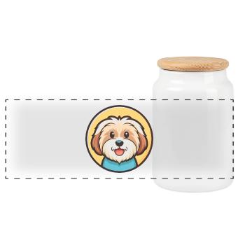 Coton De Tulear Chien Race Dessin animé Kawaii Clipart - Boîte à biscuits avec couvercle en bois - blanc - Devant