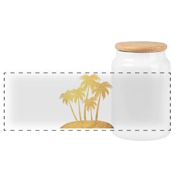 Palmen Insel Gold Urlaub Luxus Südsee urlaubsreif - Panorama Keksdose mit Holzdeckel - Weiß - Vorne
