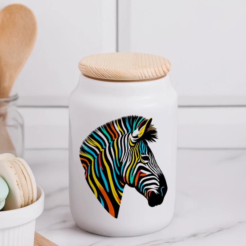 Zebra Biscottiera con coperchio in legno