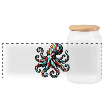 Pieuvre - Boîte à biscuits avec couvercle en bois - blanc - Devant