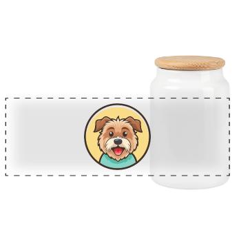 Glen Of Imaal Terrier Hunderasse Karikatur Kawaii Haustier - Panorama Keksdose mit Holzdeckel - Weiß - Vorne