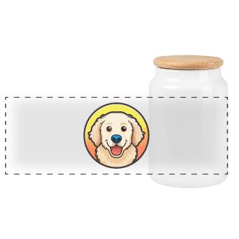 Kuvasz Ungarische Hunderasse Cartoon Kawaii Clipart - Panorama Keksdose mit Holzdeckel - Weiß - Vorne