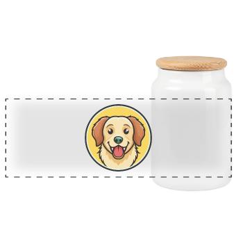 Hovawart Hunderasse Bunte Karikatur Kawaii Clipart - Panorama Keksdose mit Holzdeckel - Weiß - Vorne
