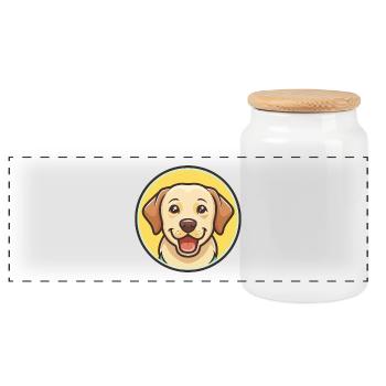 Labrador Retriever Dog Breed Cartoon Kawaii - Panoramic Cookie Jar with Wooden Lid - white - Front