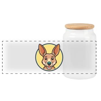 Kangourou Chien Race Dessin animé Kawaii Clipart - Boîte à biscuits avec couvercle en bois - blanc - Devant