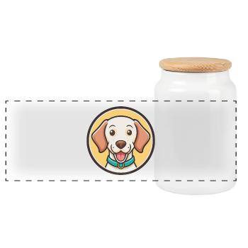 König Weißer Hund Rasse Cartoon Kawaii Clipart - Panorama Keksdose mit Holzdeckel - Weiß - Vorne