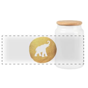 Yoga Yogi Elefant Indien Gold Mediation Energie om - Panorama Keksdose mit Holzdeckel - Weiß - Vorne