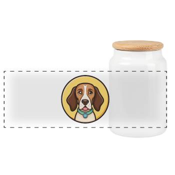 Polnischer Bracke Hunderasse Cartoon Kawaii Clipart Haustier - Panorama Keksdose mit Holzdeckel - Weiß - Vorne