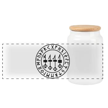 Sceau des runes de Svefnthorn - Boîte à biscuits avec couvercle en bois - blanc - Devant