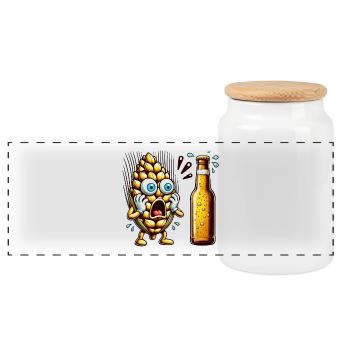 Design amusant de houblon à bière - Boîte à biscuits avec couvercle en bois - blanc - Devant