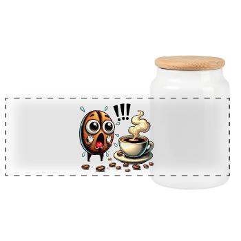 Design de café amusant - Boîte à biscuits avec couvercle en bois - blanc - Devant