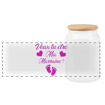 marraine - Boîte à biscuits avec couvercle en bois - blanc - Devant