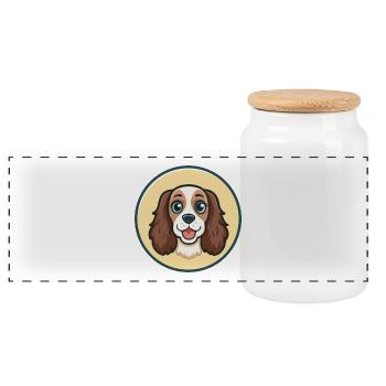 Epagneul Chien Race Dessin Animé Personnage Kawaii Clipart - Boîte à biscuits avec couvercle en bois - blanc - Devant