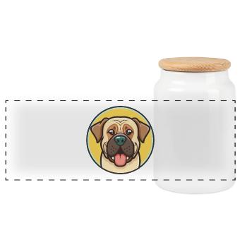 Terceira Mastiff Hund Rasse Cartoon Kawaii Clipart - Panorama Keksdose mit Holzdeckel - Weiß - Vorne