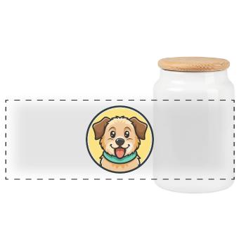 Zerdava Dog Breed Cartoon Character Kawaii Clipart - Panoramic Cookie Jar with Wooden Lid - white - Front