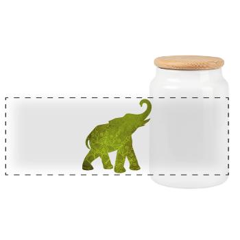 Yoga grün Elefant Muster Mediatation Indien om - Panorama Keksdose mit Holzdeckel - Weiß - Vorne