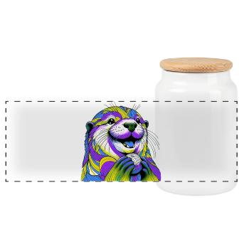 Loutre - Boîte à biscuits avec couvercle en bois - blanc - Devant
