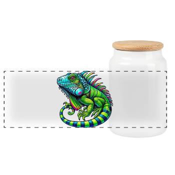 Iguane - Boîte à biscuits avec couvercle en bois - blanc - Devant