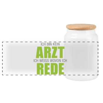 Arzt, Apotheke, Ich bin kein Arzt - Panorama Keksdose mit Holzdeckel - Weiß - Vorne