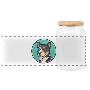 Argentinische Pila Hunderasse Cartoon Kawaii Clipart - Panorama Keksdose mit Holzdeckel - Weiß - Vorne